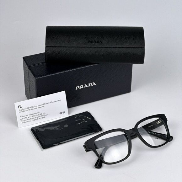 NEW Prada PRA09V 12P1O1 Matte Black Square Unisex Eyeglasses VPR A09 - Picture 10 of 10